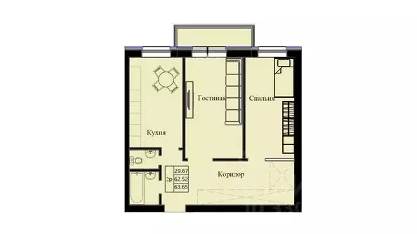 2-к кв. Красноярский край, Красноярск ул. Маерчака, 33 (64.08 м) - Фото 2