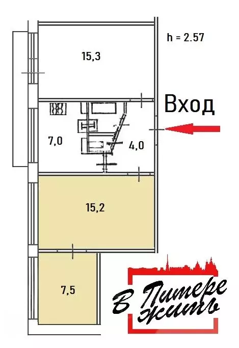 Комната Санкт-Петербург Бухарестская ул., 86К2 (22.7 м) - Фото 1