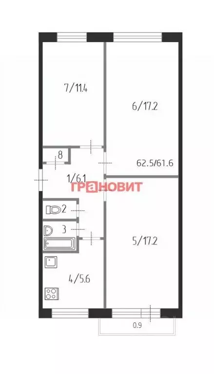 3-к кв. Новосибирская область, Новосибирск Планировочная ул., 1/1 ... - Фото 1