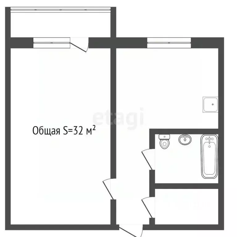 1-к кв. Кемеровская область, Прокопьевск Институтская ул., 5 (32.0 м) - Фото 2