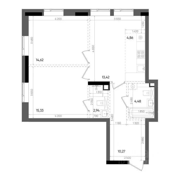 3-к кв. Татарстан, Казань Вознесенский Квартал жилой комплекс (65.92 ... - Фото 1
