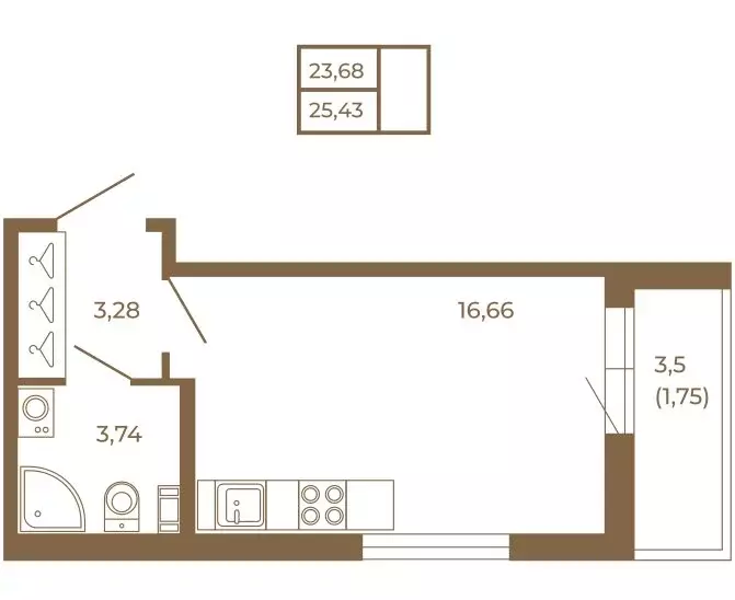 Квартира-студия: Сертолово, ЖК Новая История (25.43 м) - Фото 1