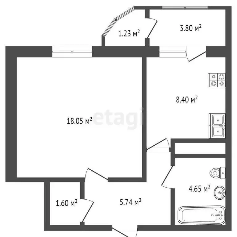 1-комнатная квартира: Балашиха, улица Дмитриева, 12 (40.8 м) - Фото 1