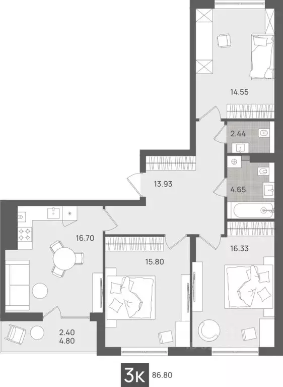 3-к кв. Калининградская область, Светлогорск Лесная Сказка жилой ... - Фото 1