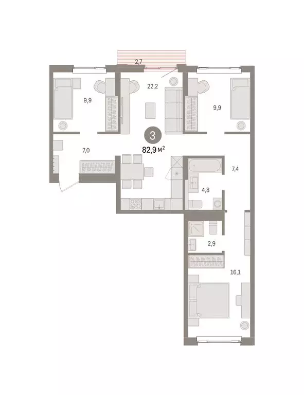 3-комнатная квартира: Екатеринбург, жилой район Сортировочный, ... - Фото 1