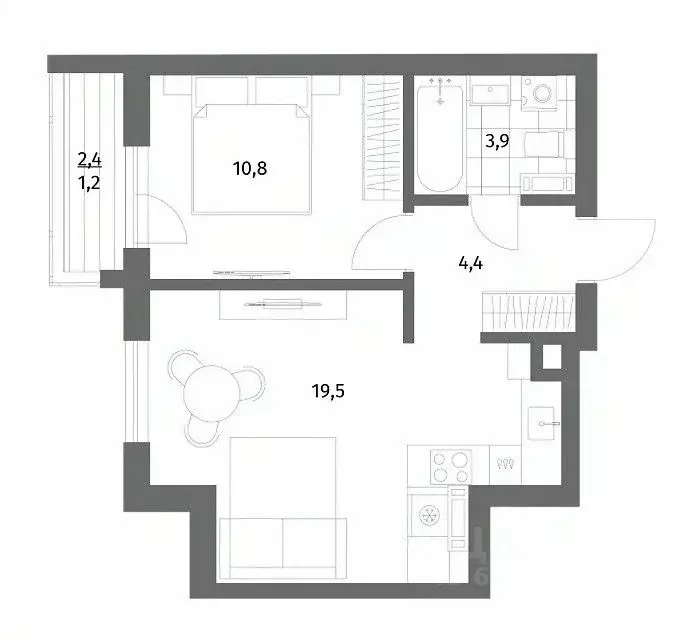 1-к кв. Калининградская область, Гурьевск ул. Имени Антона Пошкуса, ... - Фото 0