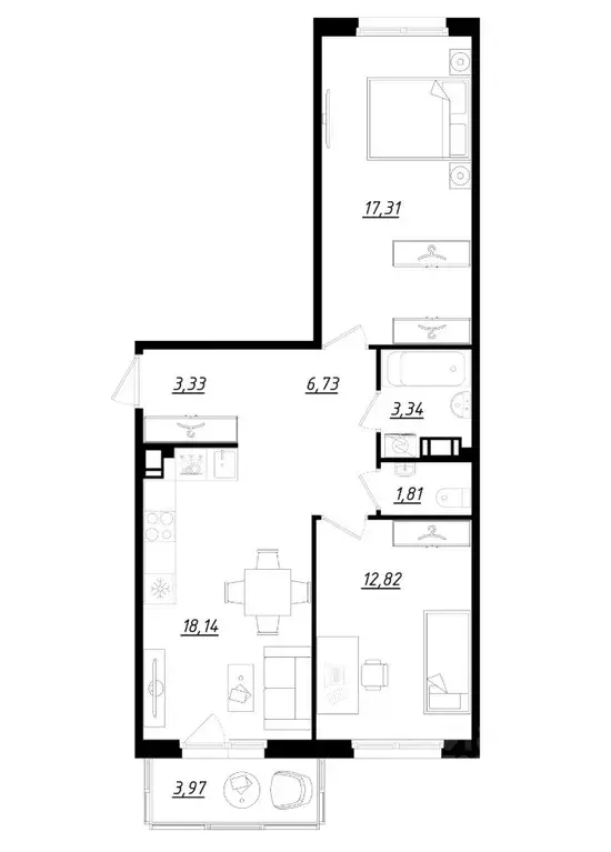2-к кв. Ленинградская область, Тосненский район, Федоровское городское ... - Фото 1
