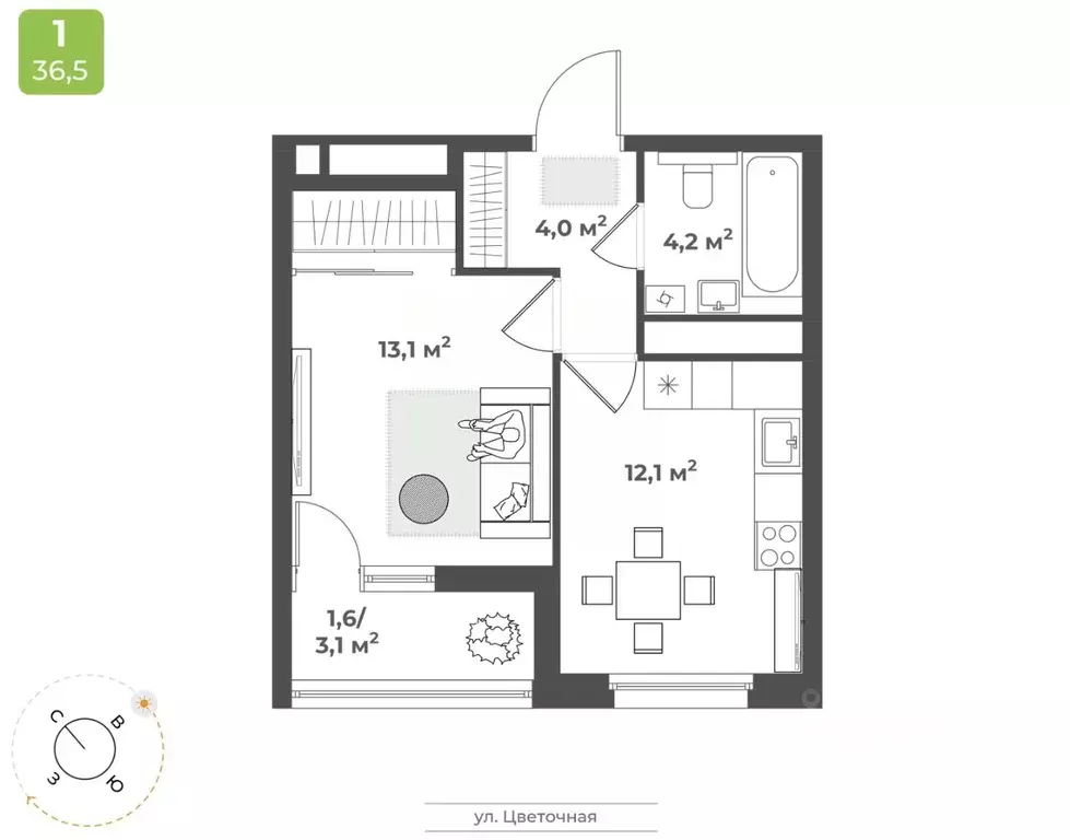 1-к кв. Тверская область, Тверь Соминка мкр,  (35.0 м) - Фото 0