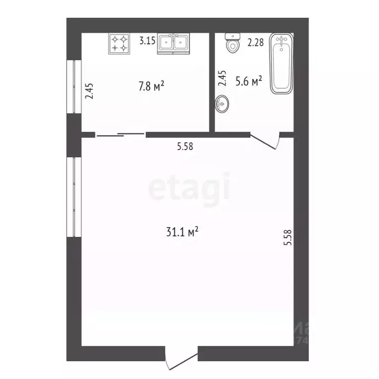 1-к кв. Крым, Красноперекопск 2-й мкр, 21 (44.3 м) - Фото 2