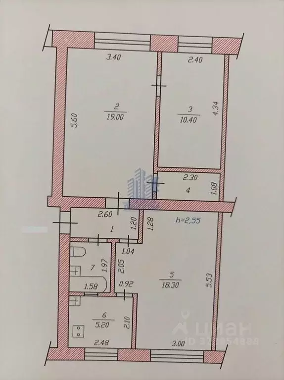 3-к кв. Чувашия, Чебоксары ул. Урукова, 3 (61.5 м) - Фото 2