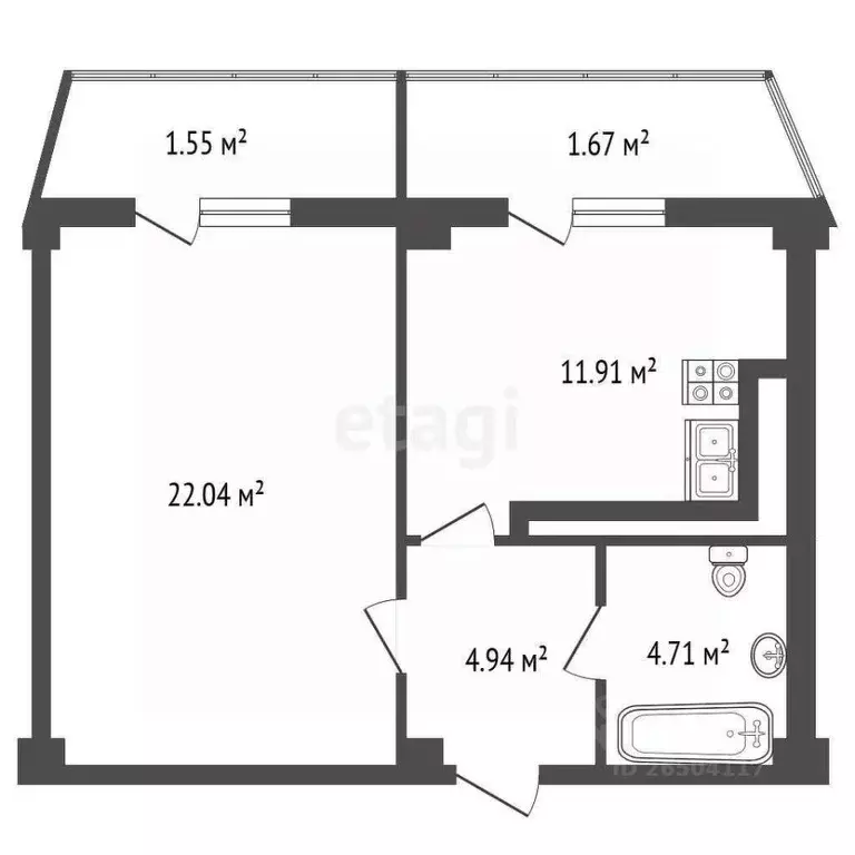 1-к кв. Севастополь ул. Маячная, 50 (44.4 м) - Фото 1