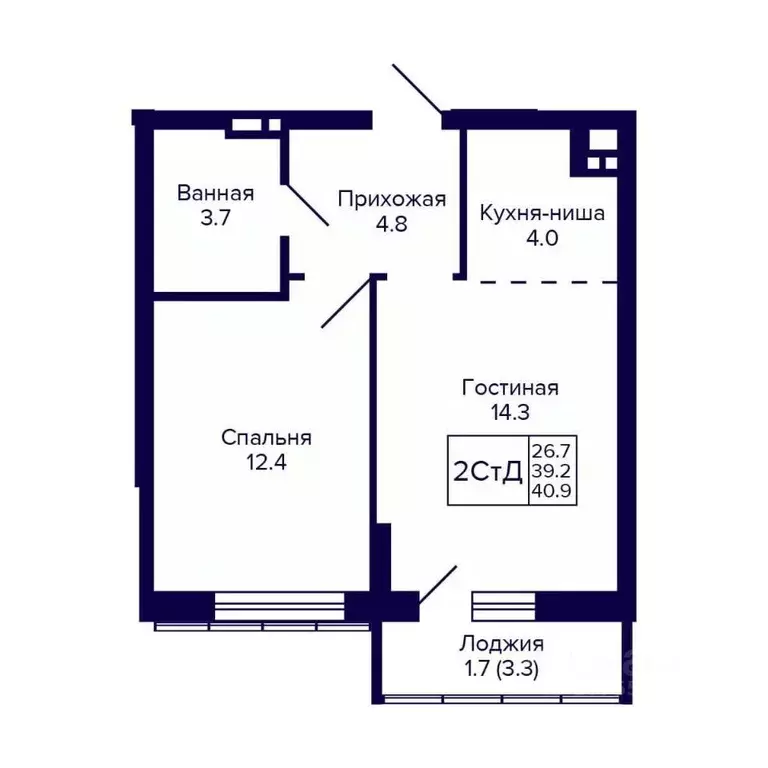 2-к кв. Новосибирская область, Новосибирск ул. Коминтерна, 1с (40.9 м) - Фото 0