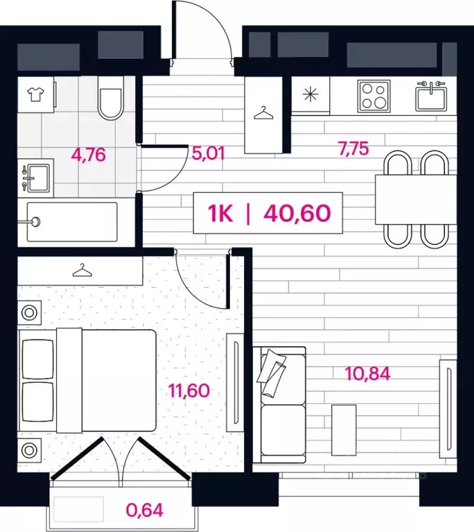 1-к кв. Омская область, Омск ул. Пушкина, 77 (40.6 м) - Фото 1