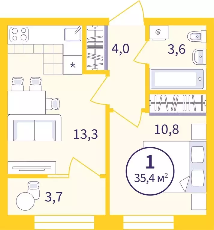 1-комнатная квартира: Екатеринбург, улица Репина, 111 (33.54 м) - Фото 0