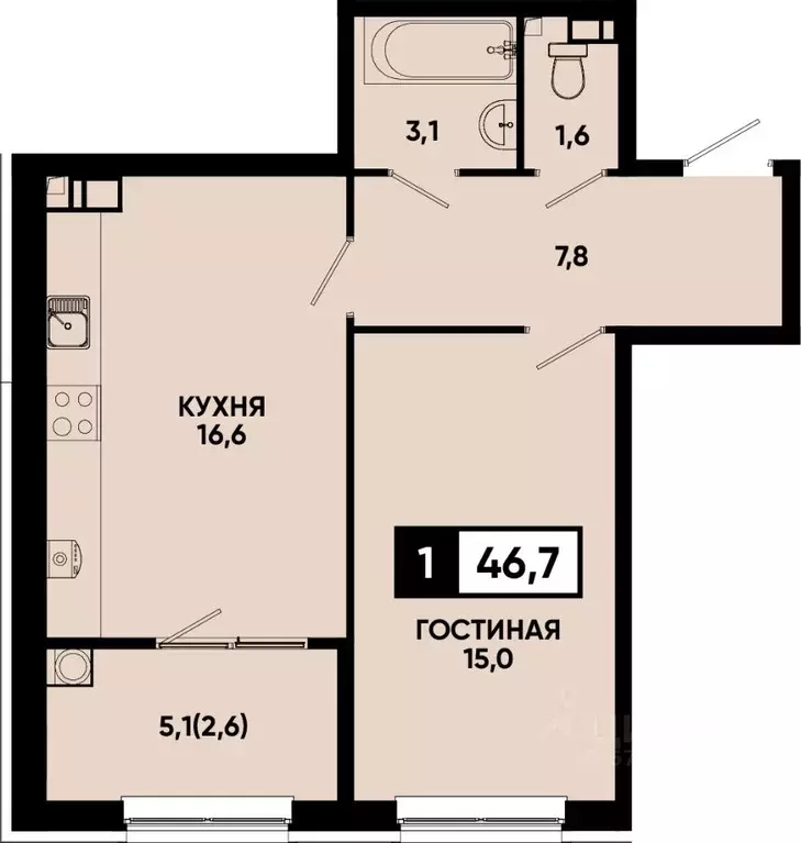 1-к кв. Ставропольский край, Кисловодск Моя Легенда жилой комплекс ... - Фото 1