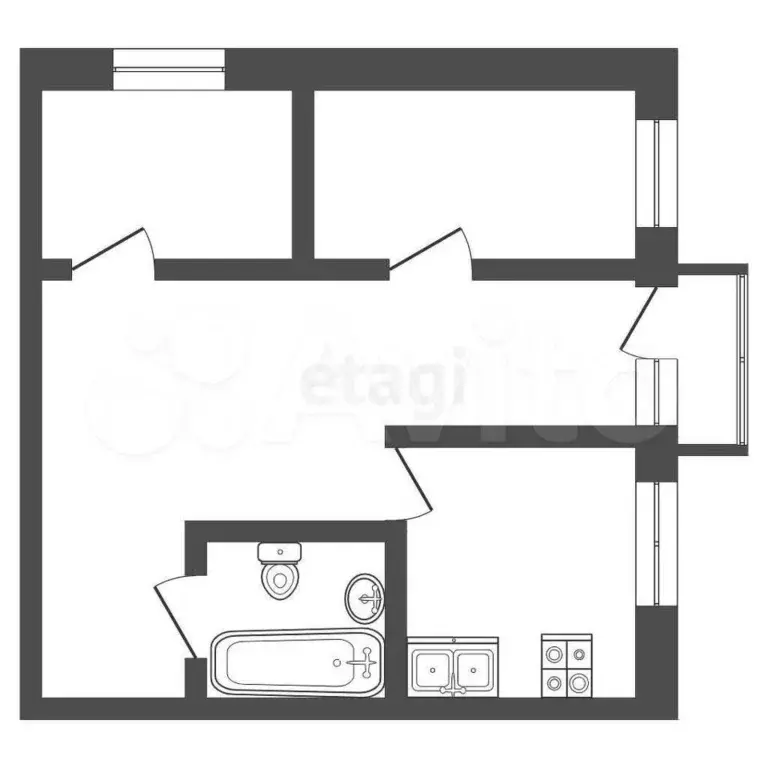 2-к. квартира, 44 м, 4/5 эт. - Фото 1