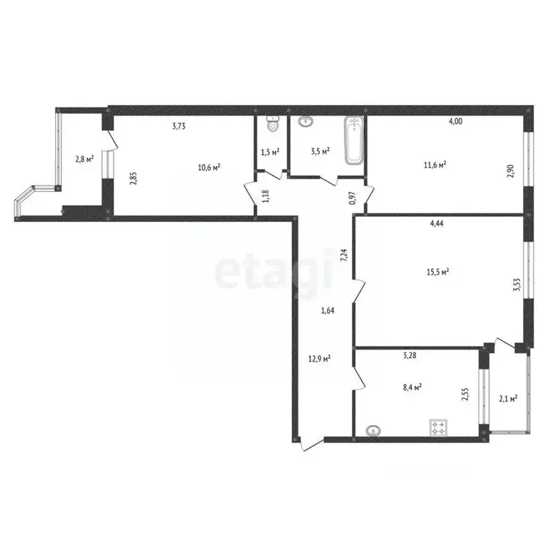 3-к кв. Башкортостан, Уфа ул. Ухтомского, 26 (64.0 м) - Фото 1