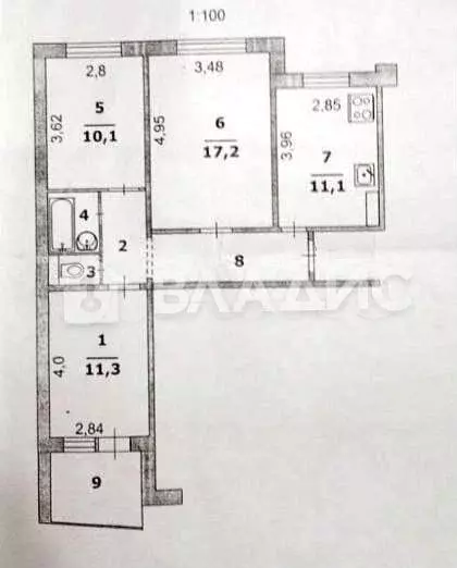 3-к. квартира, 62,8 м, 4/10 эт. - Фото 0