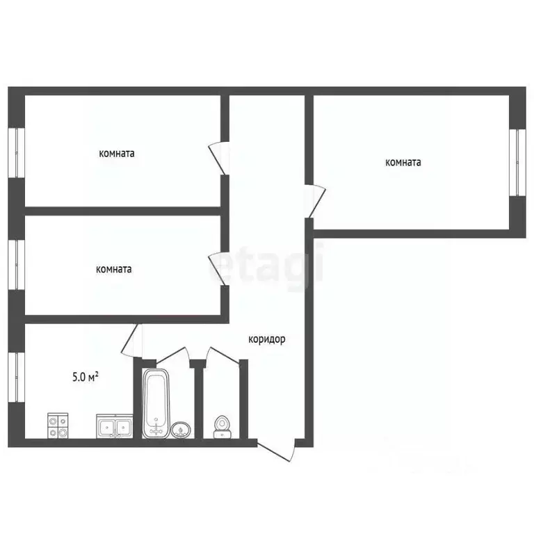 3-к кв. Московская область, Луховицы муниципальный округ, Белоомут пгт ... - Фото 2