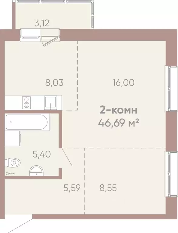 2-к кв. Иркутская область, Иркутск Советская ул., 109/3 (46.69 м) - Фото 0