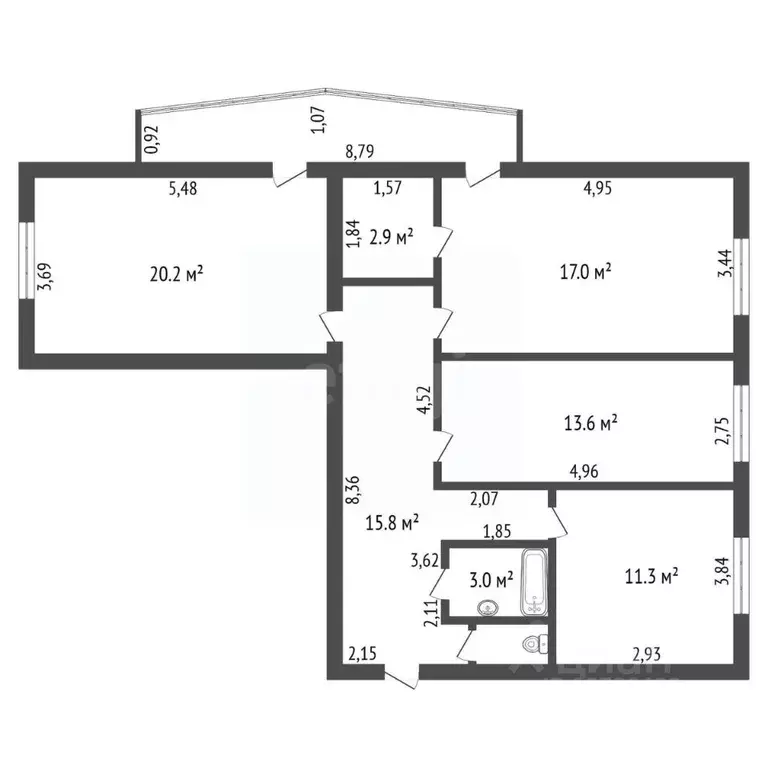 3-к кв. Амурская область, Благовещенск 2-й мкр, ул. Кантемирова, 6/4 ... - Фото 2