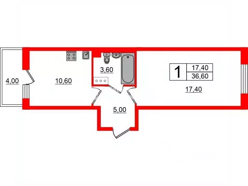 1-к кв. Санкт-Петербург просп. Ветеранов, 175 (36.6 м) - Фото 1