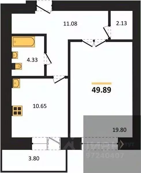 1-к кв. Воронежская область, Воронеж пер. Здоровья, 90Г/1к2 (49.89 м) - Фото 0