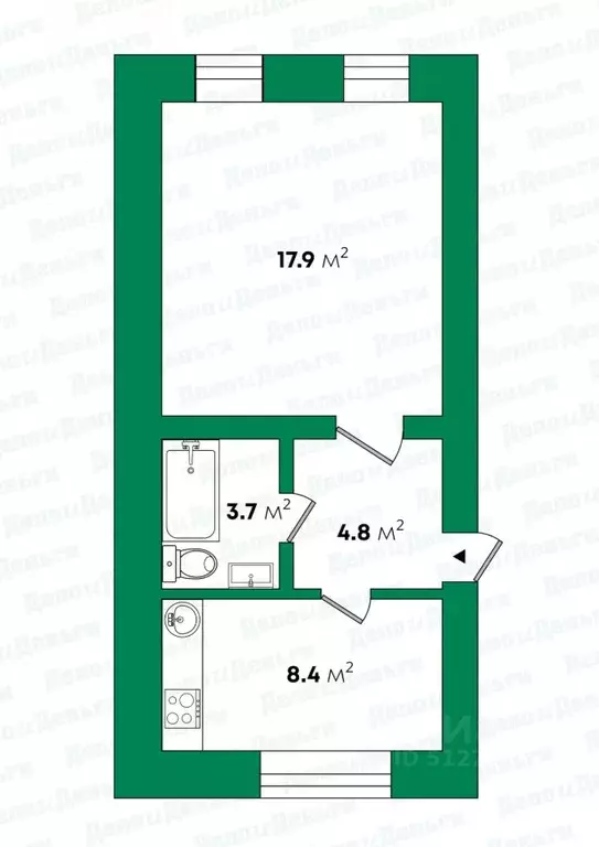 1-к кв. Кировская область, Киров Орловская ул., 34 (34.8 м) - Фото 2