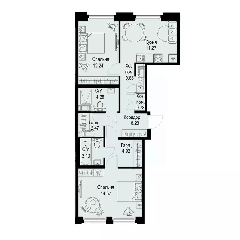 2-к кв. Санкт-Петербург ул. Профессора Попова, 38 (62.63 м) - Фото 0