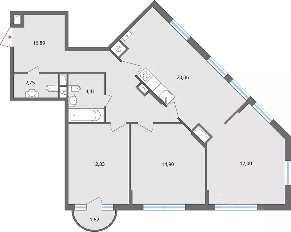 4-к кв. Липецкая область, Елец Радиотехническая ул., 11с1 (90.02 м) - Фото 2