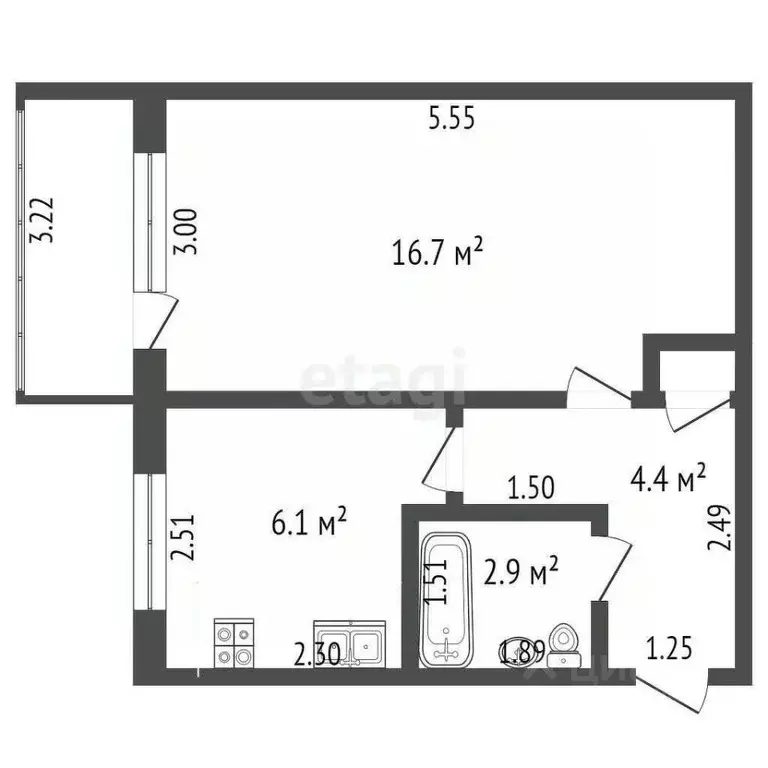 1-к кв. Забайкальский край, Чита ул. Кочеткова, 2 (30.1 м) - Фото 1