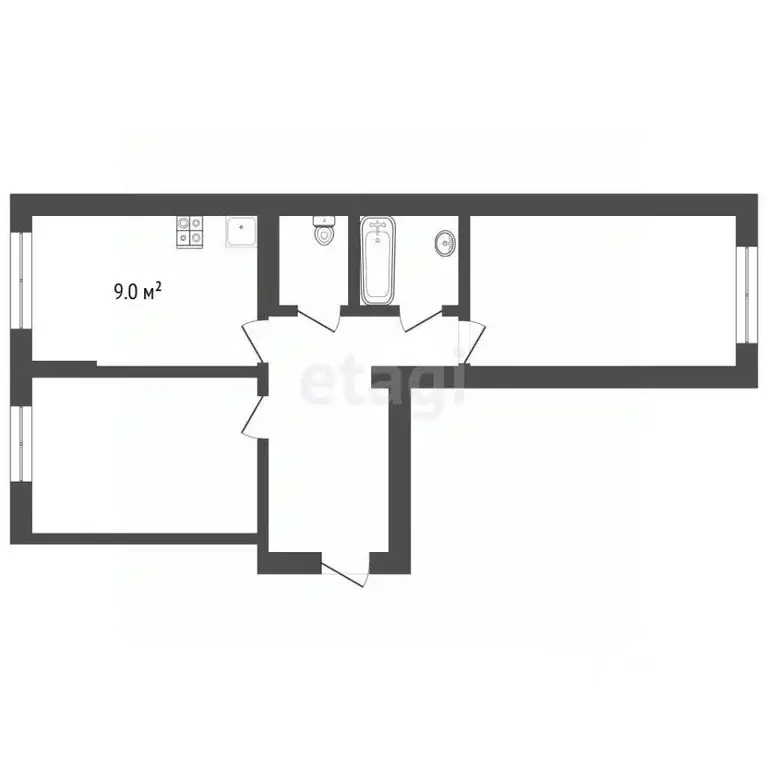 2-к кв. Нижегородская область, Балахна ул. Космонавтов, 12 (47.4 м) - Фото 2