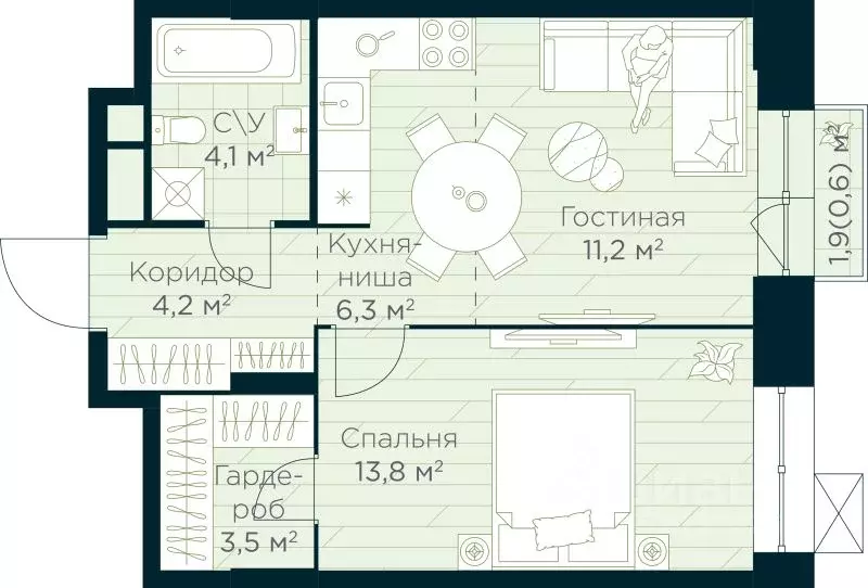 1-к кв. Башкортостан, Уфа Глумилино жилрайон, Урман Сити жилой ... - Фото 0