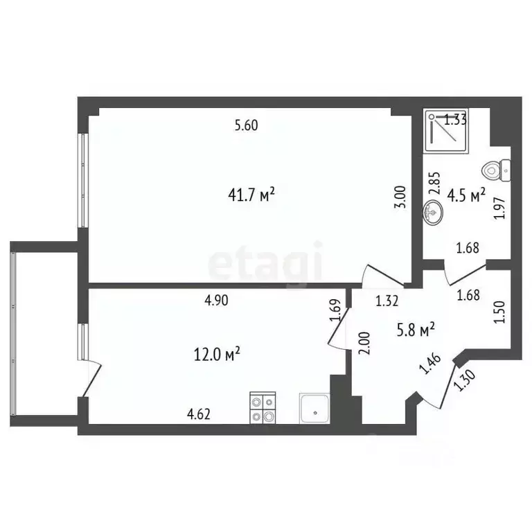 1-к кв. Севастополь ул. Артдивизионовская, 4 (41.7 м) - Фото 2