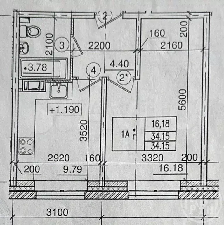 1-к. квартира, 34 м, 1/6 эт. - Фото 0