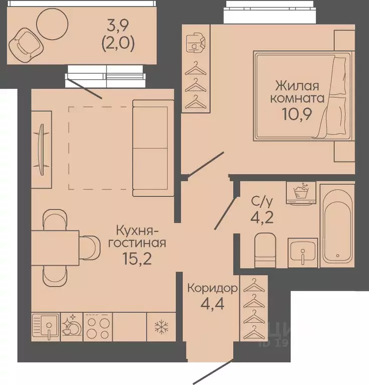 1-к кв. Волгоградская область, Волгоград Трехгорная ул., 27 (36.7 м) - Фото 1