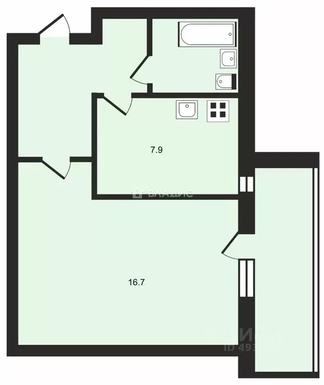 1-к кв. Владимирская область, Владимир ул. Белоконской, 18 (33.8 м) - Фото 1