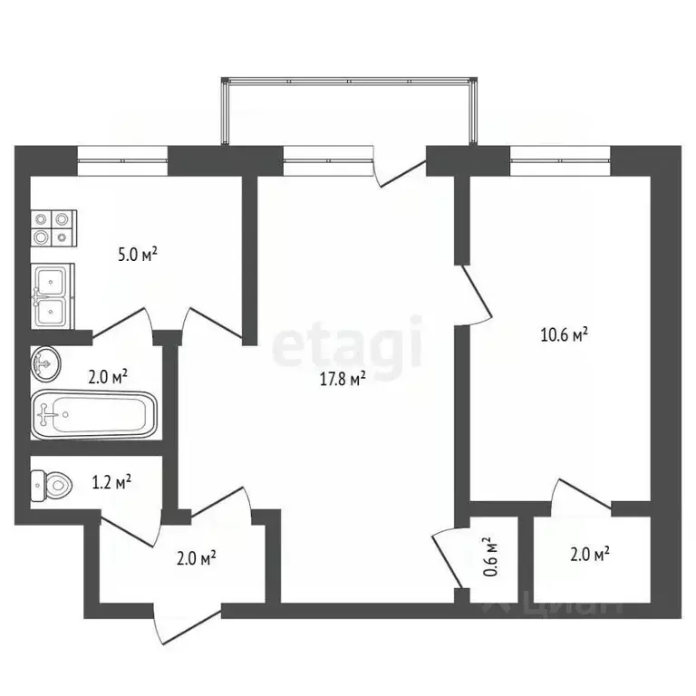 2-к кв. Нижегородская область, Нижний Новгород просп. Героев, 41 (41.2 ... - Фото 2