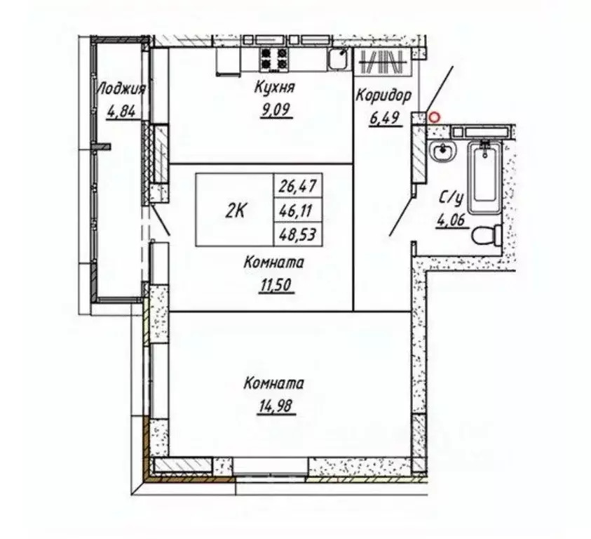 2-к кв. Алтайский край, Барнаул ул. Шевченко, 135 (48.53 м) - Фото 1