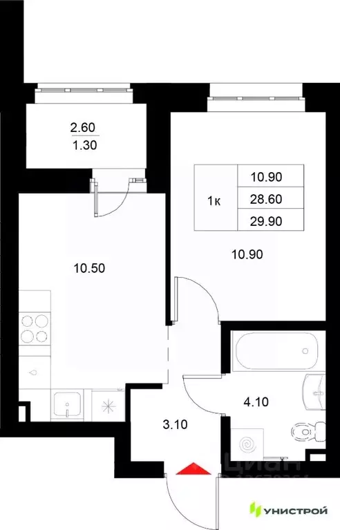 1-к кв. Татарстан, Казань Техническая ул. (29.9 м) - Фото 1