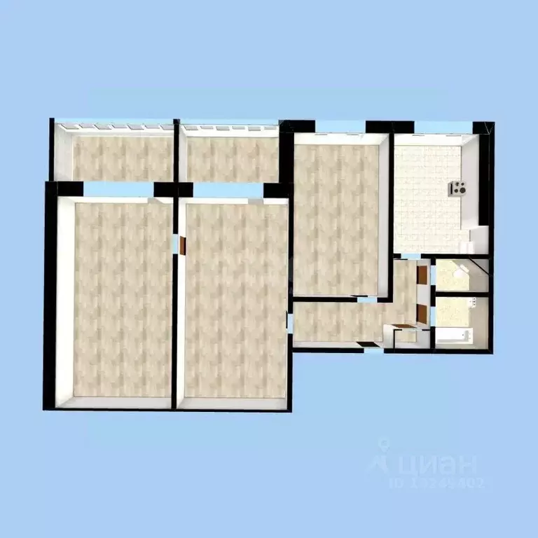 3-к кв. Башкортостан, Уфа ул. Шафиева, 33 (64.7 м) - Фото 2
