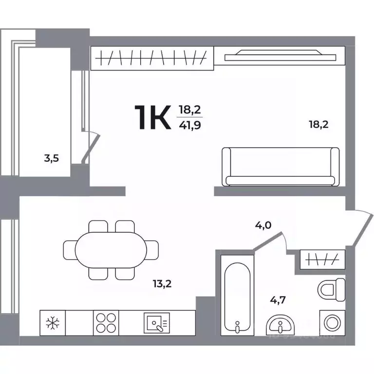 1-к кв. Новосибирская область, Новосибирск Беловежский мкр,  (41.4 м) - Фото 0