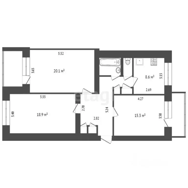 3-к кв. Тюменская область, Тюмень ул. Хохрякова, 32 (80.0 м) - Фото 1