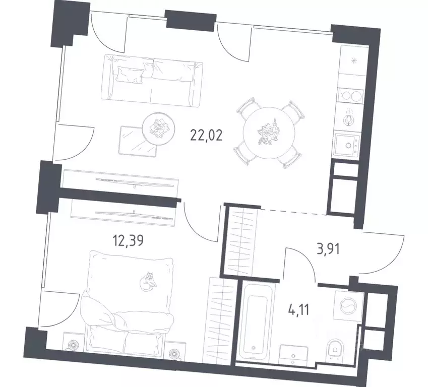 1-к кв. Москва Квартал на воде жилой комплекс, к5 (42.43 м) - Фото 1