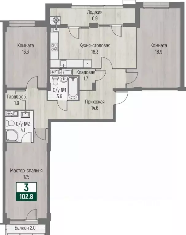 3-к кв. Ставропольский край, Ставрополь №31 мкр, Дубровский жилой ... - Фото 1