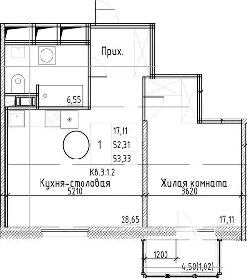 1-к кв. Санкт-Петербург Заставская ул., 30 (52.7 м) - Фото 0