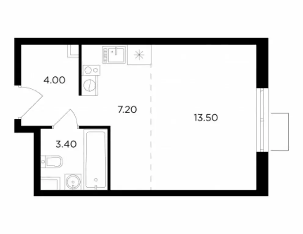 1-комнатная квартира: посёлок Развилка, 207Ю (28.1 м) - Фото 0