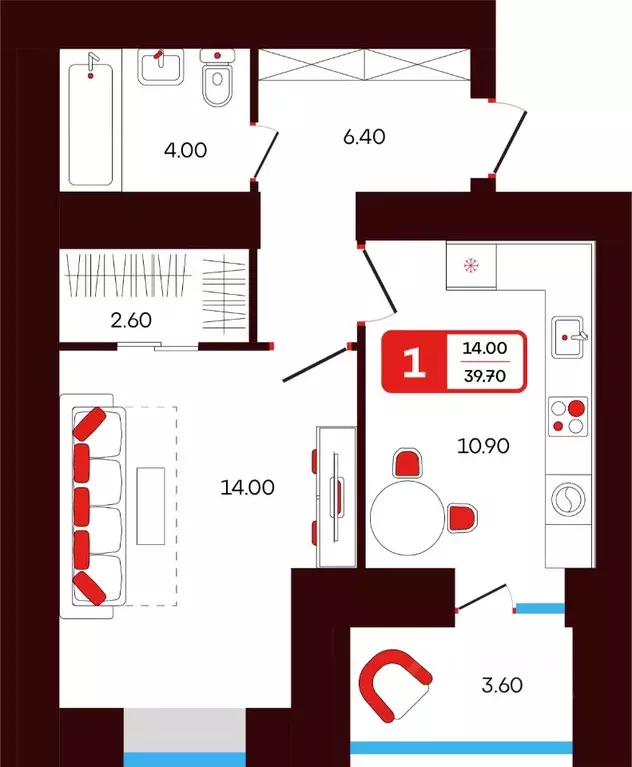 1-к кв. Башкортостан, Туймазы пер. Луначарского, 5 (39.7 м) - Фото 1