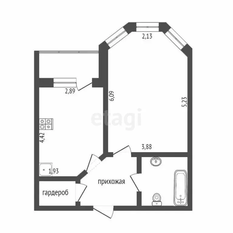 1-комнатная квартира: Тюмень, улица Циолковского, 7к1 (45.7 м) - Фото 1