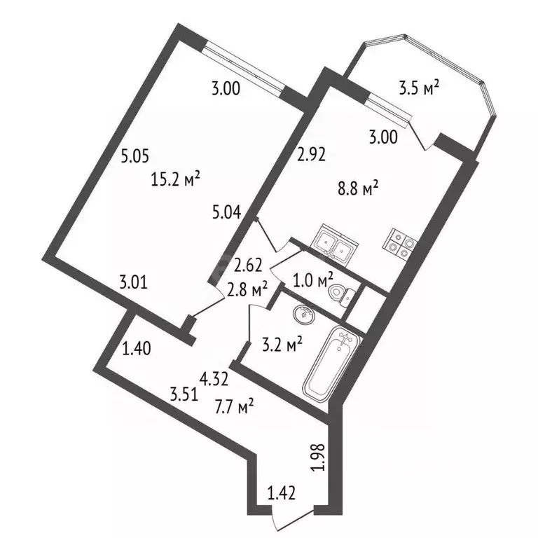 1-к кв. Санкт-Петербург ул. Маршала Казакова, 50к1 (38.7 м) - Фото 2